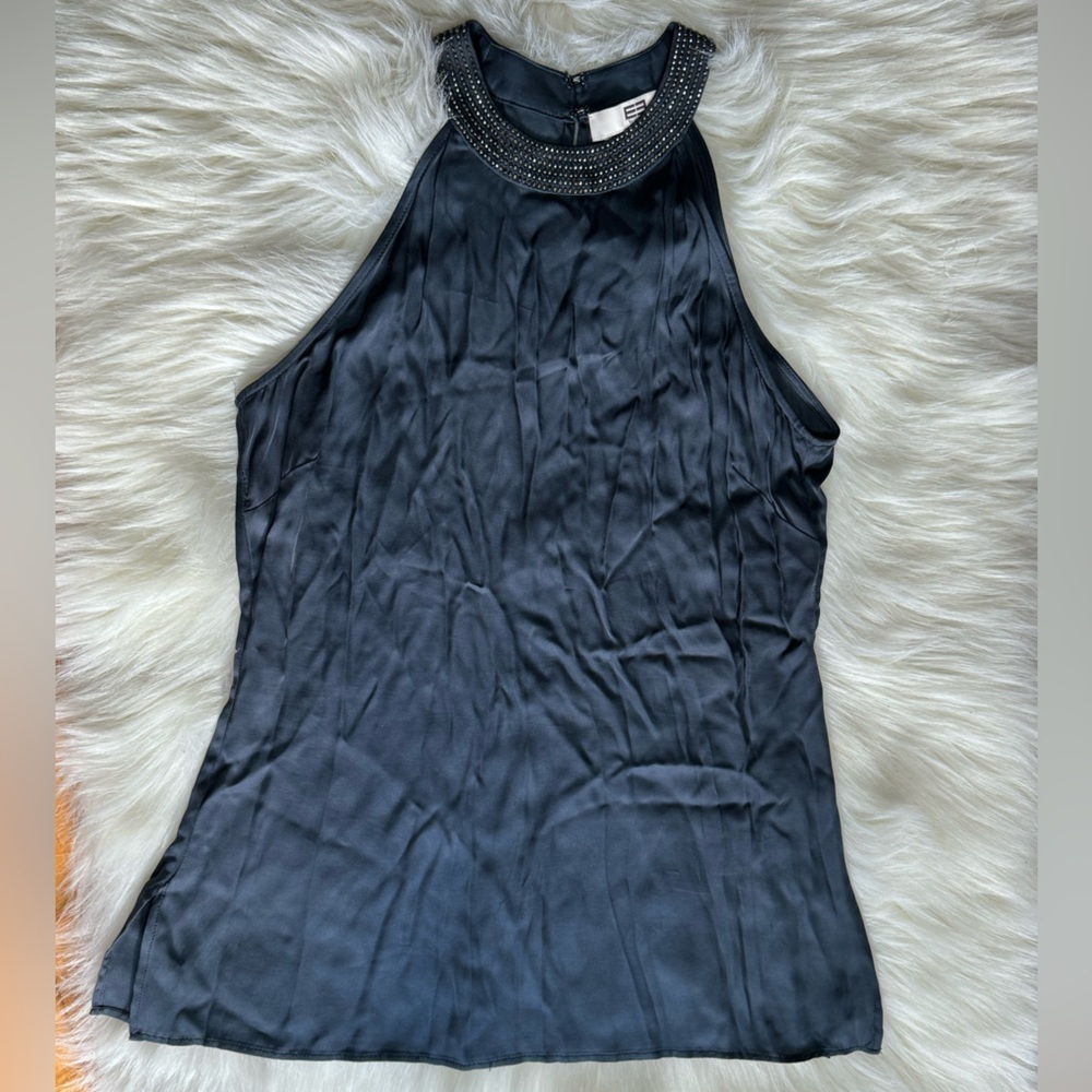 Etcetera Rhinestone studded embellished collar Sleeveless Top